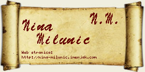 Nina Milunić vizit kartica